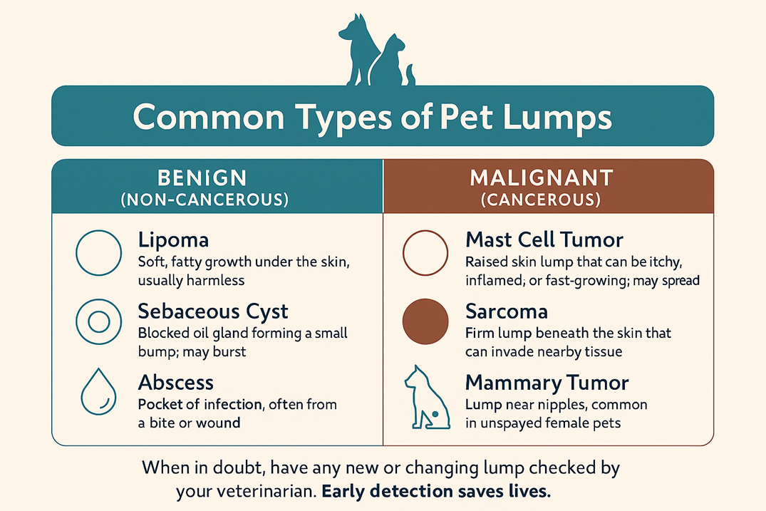 Pet cancer, A chart of different types of pet lumps